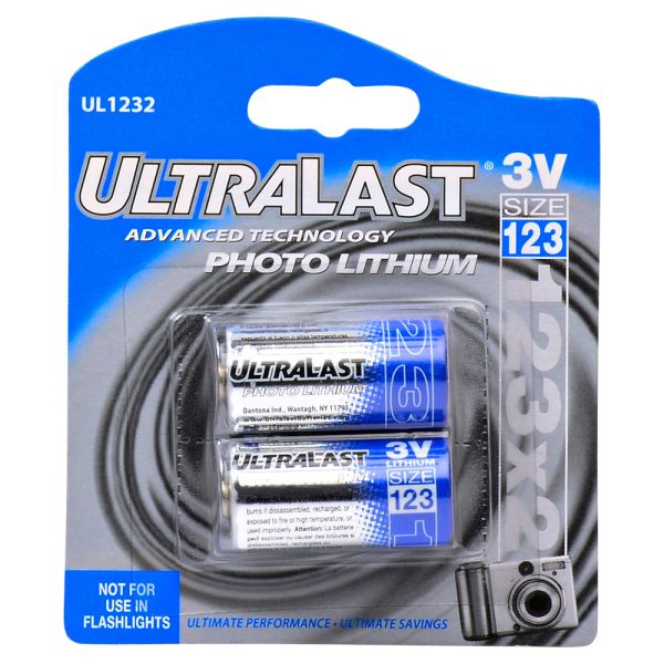 UL1232 Ultralast CR123A 3 Volt 2 Pack Photo Lithium Battery Non-Rechargeable Blister Card Online Hot Sale