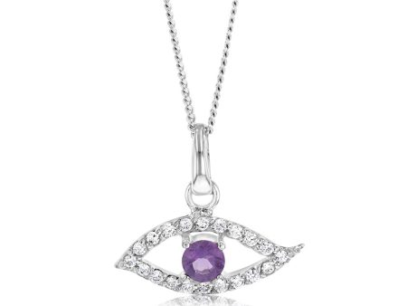 Sterling Silver Amethyst And Cubic Zirconia Eye Pendant Online