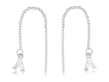 Sterling Silver Initial A Threader Drop Earrings For Cheap