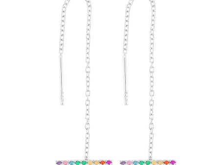 Sterling Silver Multicolour Zirconia Threader Earrings Supply