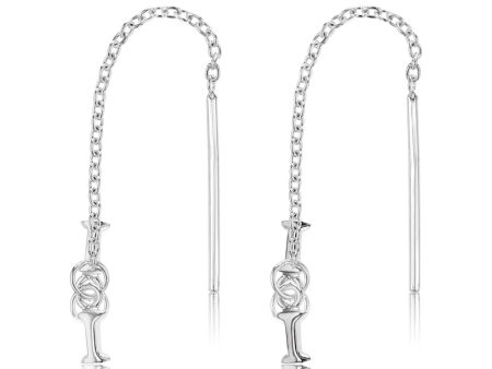 Sterling Silver Initial I Threader Drop Earrings on Sale