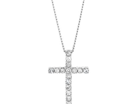 10ct White Gold Diamond Cross Pendant Set with Brilliant Diamonds For Sale