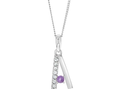 Sterling Silver Amethyst And Cubic Zirconia Initial  A  Pendant Online Hot Sale