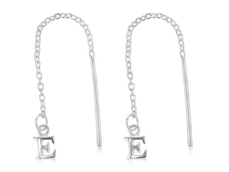 Sterling Silver Initial E Threader Drop Earrings Hot on Sale