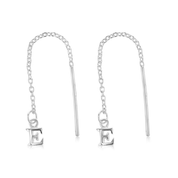 Sterling Silver Initial E Threader Drop Earrings Hot on Sale