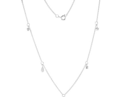 Sterling Silver Cubic Zirconia Stars And Moon Charms On 45cm Chain Sale