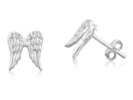 Sterling Silver Angel Wings Stud Earrings Online Hot Sale