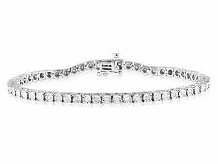 0.95 Carat Diamond Tennis Bracelet 18.5cm in Sterling Silver Hot on Sale