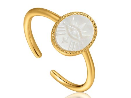 Ania Haie Gold Plated Sterling Silver Wild Soul Evil Eye Emblem Adjustable Ring Online