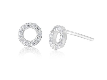 Sterling Silver Zirconia Open Round Stud Earrings Cheap