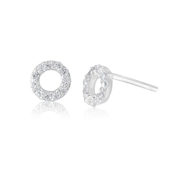 Sterling Silver Zirconia Open Round Stud Earrings Cheap