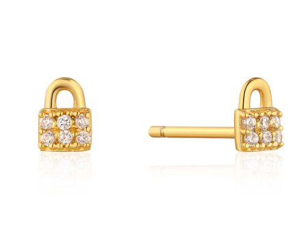 Ania Haie Gold Plated Sterling Silver Under Lock & Key Padlock Stud Earring Online now