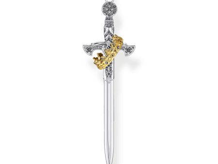 Thomas Sabo Kingdom Gold Plated Sterling Silver Crown Sword Pendant Online Hot Sale