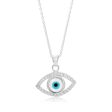 45cm Sterling Silver Zirconia Evil Eye Pendant on Sterling Silver Chain Online Hot Sale