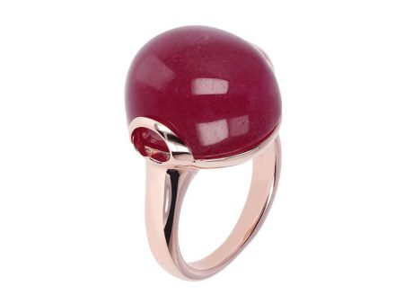 Bronzallure Rose Gold Plated Alba Plum Agate Chalcedony Ring - No Resize Sale