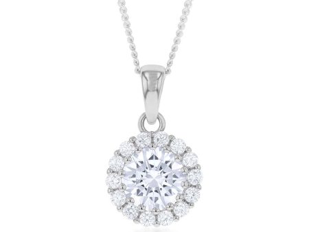 Sterling Silver White Cubic Zirconia Halo 11mm Pendant Online now