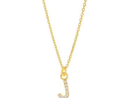 Sterling Silver Yellow Gold Plated Initial  J  Pendant on 45cm Chain Online Hot Sale