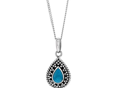 Sterling Silver Turquoise Stone Pear Shape Oxidised Pendant Supply