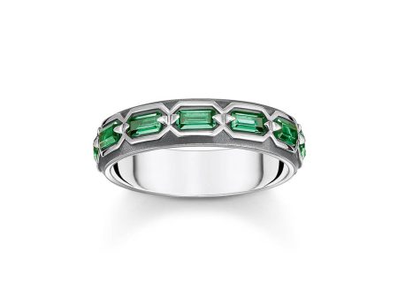 Thomas Sabo Sterling Silver Crocodile Rock Green Ring Fashion