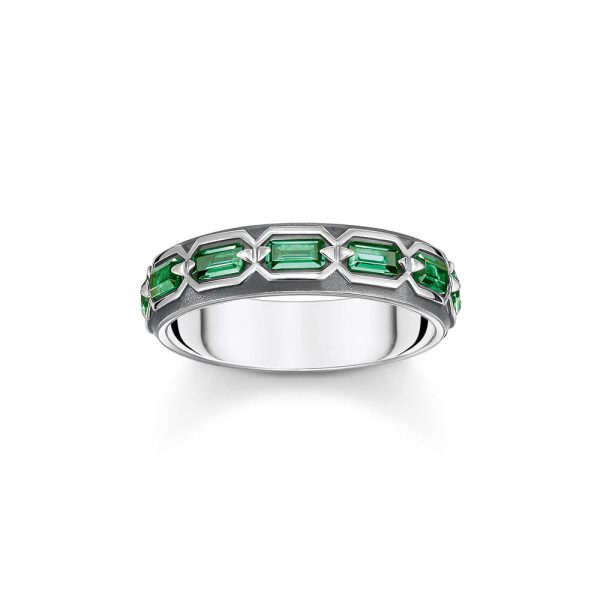 Thomas Sabo Sterling Silver Crocodile Rock Green Ring Fashion