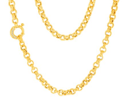 Sterling Silver Yellow Gold Plated Cubic Zironica Bolting 45cm Belcher Chain Online Sale