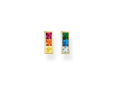 Thomas Sabo Sterling Silver Gold Plated Rainbow Bar Stud Earrings For Cheap