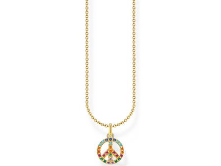 Thomas Sabo Sterling Silver Gold Plated Charm Club Rainbow Peace Pendant On Chain Sale