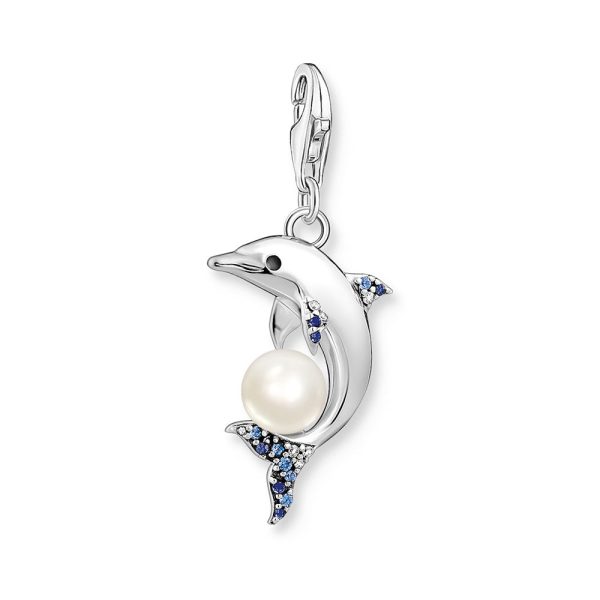 Thomas Sabo Sterling Silver Pearl Dolphin Charm Cheap