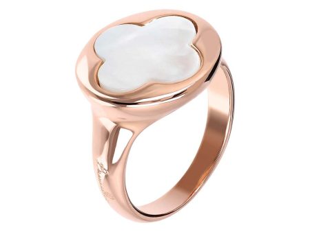 Bronzallure Alba Rose Gold Plated Sterling Silver White Mother Of Pearl Ring Cheap