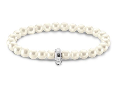 Thomas Sabo Sterling Silver Charm Club Fresh Water Pearl 15cm Bracelet Online now