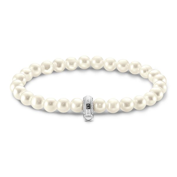 Thomas Sabo Sterling Silver Charm Club Fresh Water Pearl 15cm Bracelet Online now