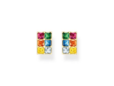 Thomas Sabo Sterling Silver Gold Plated Rainbow Heritage CZ Stud Earrings Online Hot Sale