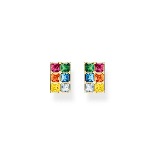 Thomas Sabo Sterling Silver Gold Plated Rainbow Heritage CZ Stud Earrings Online Hot Sale