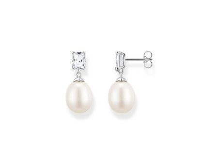 Thomas Sabo Sterling Silver Heritage Fresh Water Pearl And CZ Drop Earrings Hot on Sale