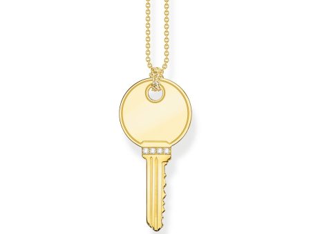 Thomas Sabo Engrav Gold Plated Sterling Silver Round Key CZ on 45-50cm Chain For Discount