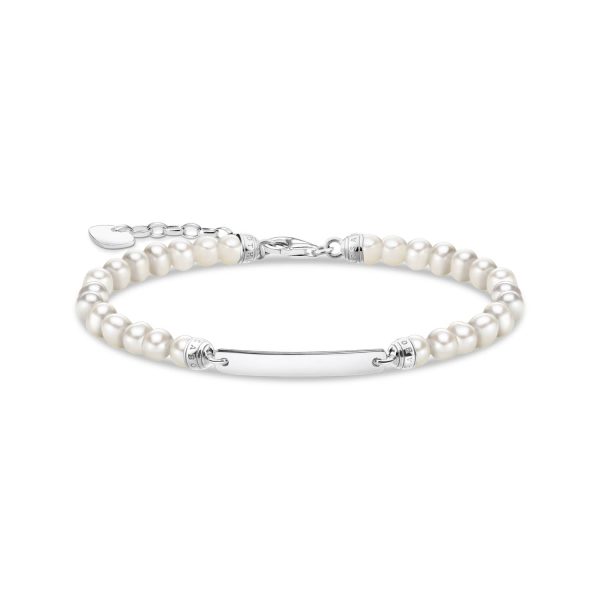 Thomas Sabo Engrav Sterling Silver Fresh Water Pearl 16-19cm Bracelet Supply