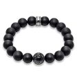 Thomas Sabo Rebel Sterling Silver Matt Obsidean Carved Bead 19cm Bracelet Online Sale