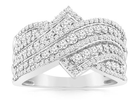 0.95 Carat Cluster Diamond Dress Ring in 14ct White Gold For Cheap