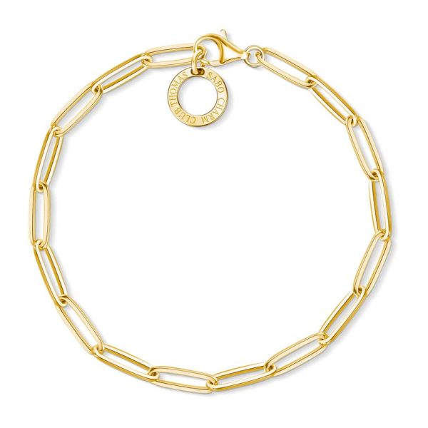 Thomas Sabo Charm Club Yellow Gold Plated Sterling Silver Long Link 18.5cm Bracelet Online now