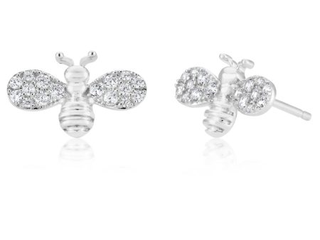 Sterling Silver Zirconia Bee Stud Earrings Cheap