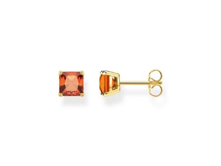 Thomas Sabo Sterling Silver Gold Plated Magic Stones Cognac Studs Earrings Supply