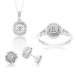 Sterling Silver1 3 Carat Diamond Pendant Earring and Ring Set Chain Included N1 2 Hot on Sale