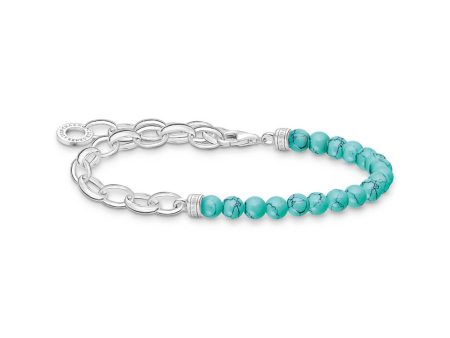 Thomas Sabo Charm Club Sterling Silver Link change Turq Bead 16-19cm Bracelet Online Hot Sale