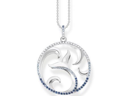 Thomas Sabo Sterling Silver Ocean Dolphin Tail Cubic Zirconia Pendant on 45cm Chain Online now