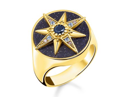 Thomas Sabo Magic Stars Yellow Gold Plated Sterling silver Blue Sand Star Ring Fashion