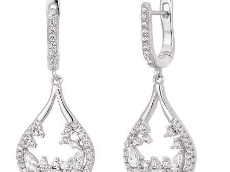 Sterling Silver Zirconia Fancy Drop Earrings Fashion