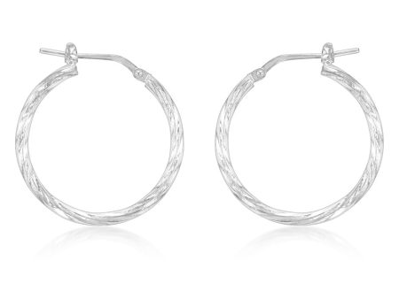 Sterling Silver Twisted 20mm Hoop Earrings Online Sale