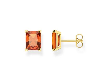 Thomas Sabo Sterling Silver Gold Plated Heritage Cognac CZ Stud Earrings Sale