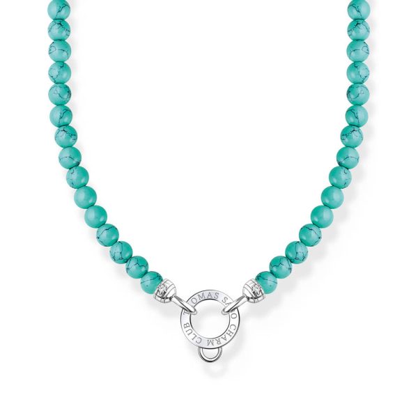 Thomas Sabo Charm Club Sterling Silver Turquoise Beads Charm 40-45cm Chain on Sale