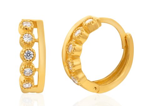 Sterling Silver Yellow Gold Cubic Zirconia Hoop Earrings Online